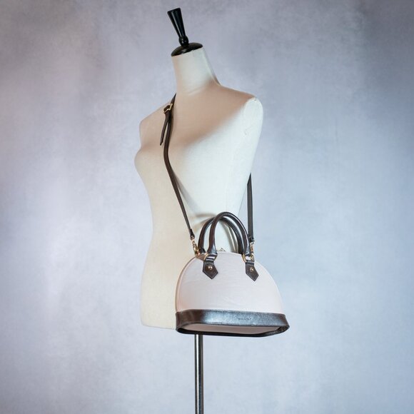 Divina Firenze Leather Convertible Dome Crossbody Bag Made in Italy Beige Brown - Picture 10 of 10